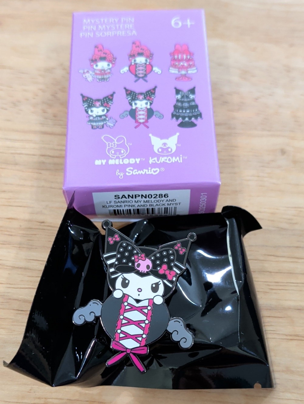 Sanrio Kuromi Black & Pink Enamel Character Enamel Pin NWT